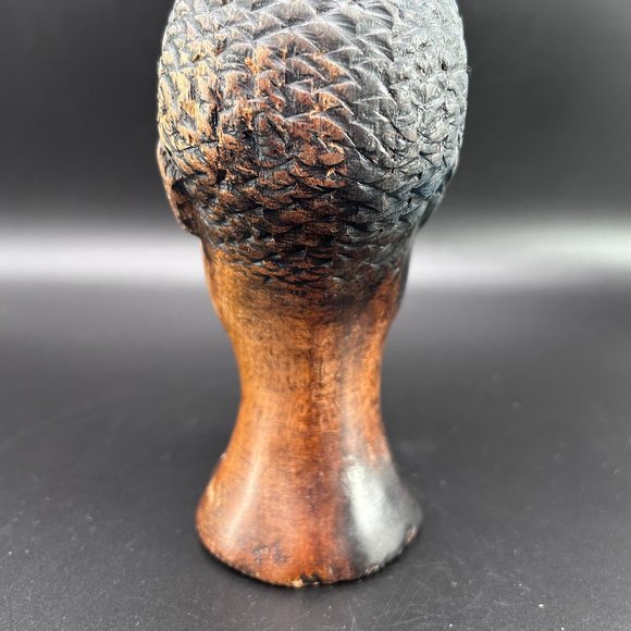 Hand Carved Wooden Male African Head Statue Approx 6" x 3" x 2.5" Decor Accents - Picture 6 of 14